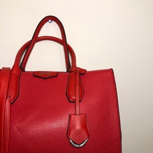Red satchel purse
